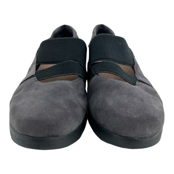 Clarks (8) Dark Gray Suede Platform Mary Jane Comfort Loafer Shoes - Picture 4 of 10